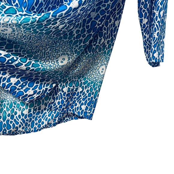 Chicos Womens Animal Print Blue/White Tunic Top Size M Polyesterblouse - Picture 10 of 11